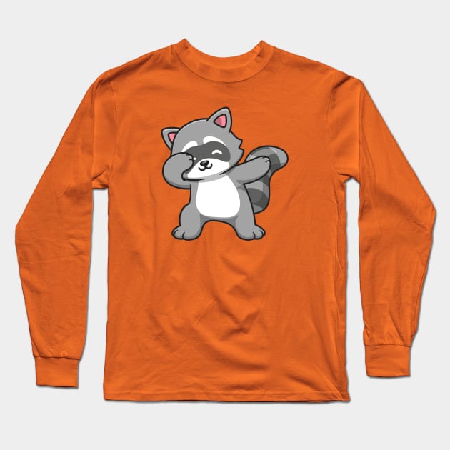 Cute Raccoon Dabbing Cartoon Long Sleeve T-Shirt by Catalyst Labs